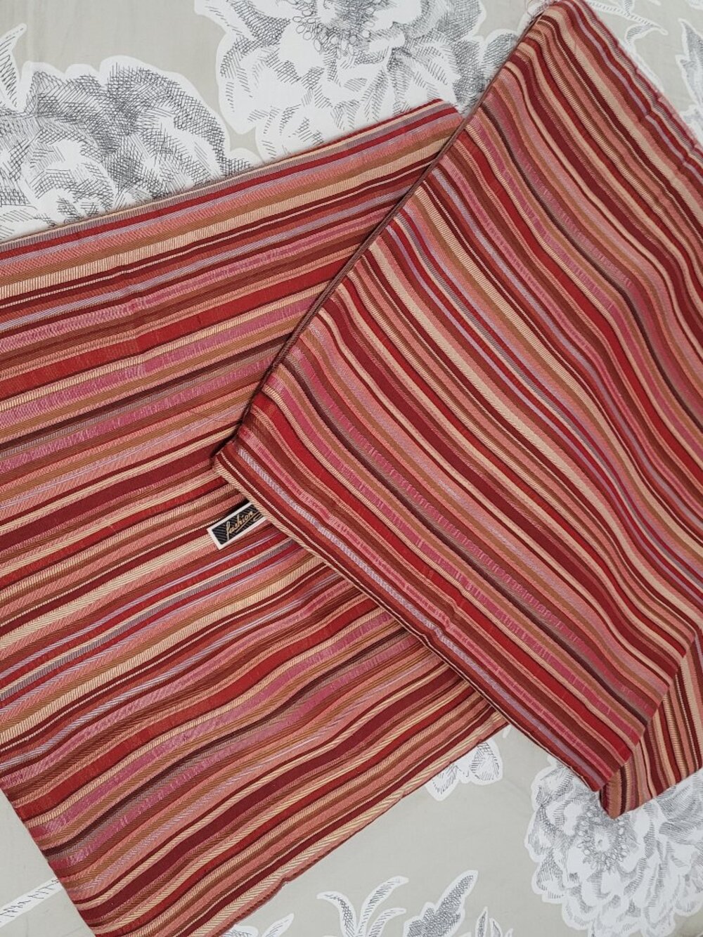 Three Red Multi Color Striped 18" Zippered  Throw Pillow Covers EUC